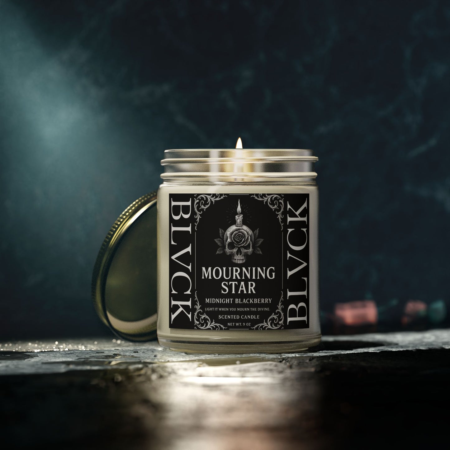 Mourning Star // Midnight Blackberry Scented Coconut Apricot Wax Candle