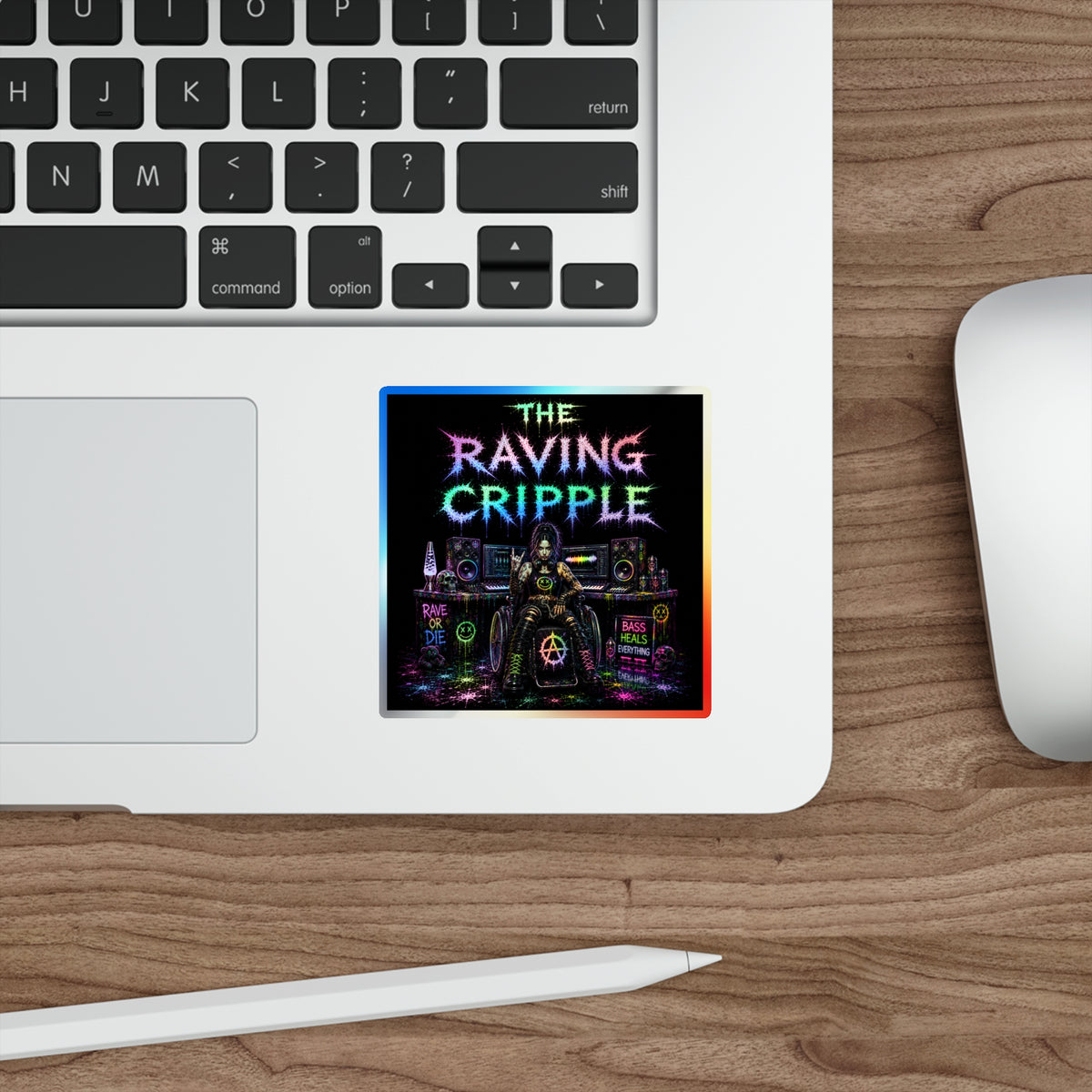 RAVING CRIPPLE // BLVCK Holographic Sticker // Insaneintheleakingbrain Edition