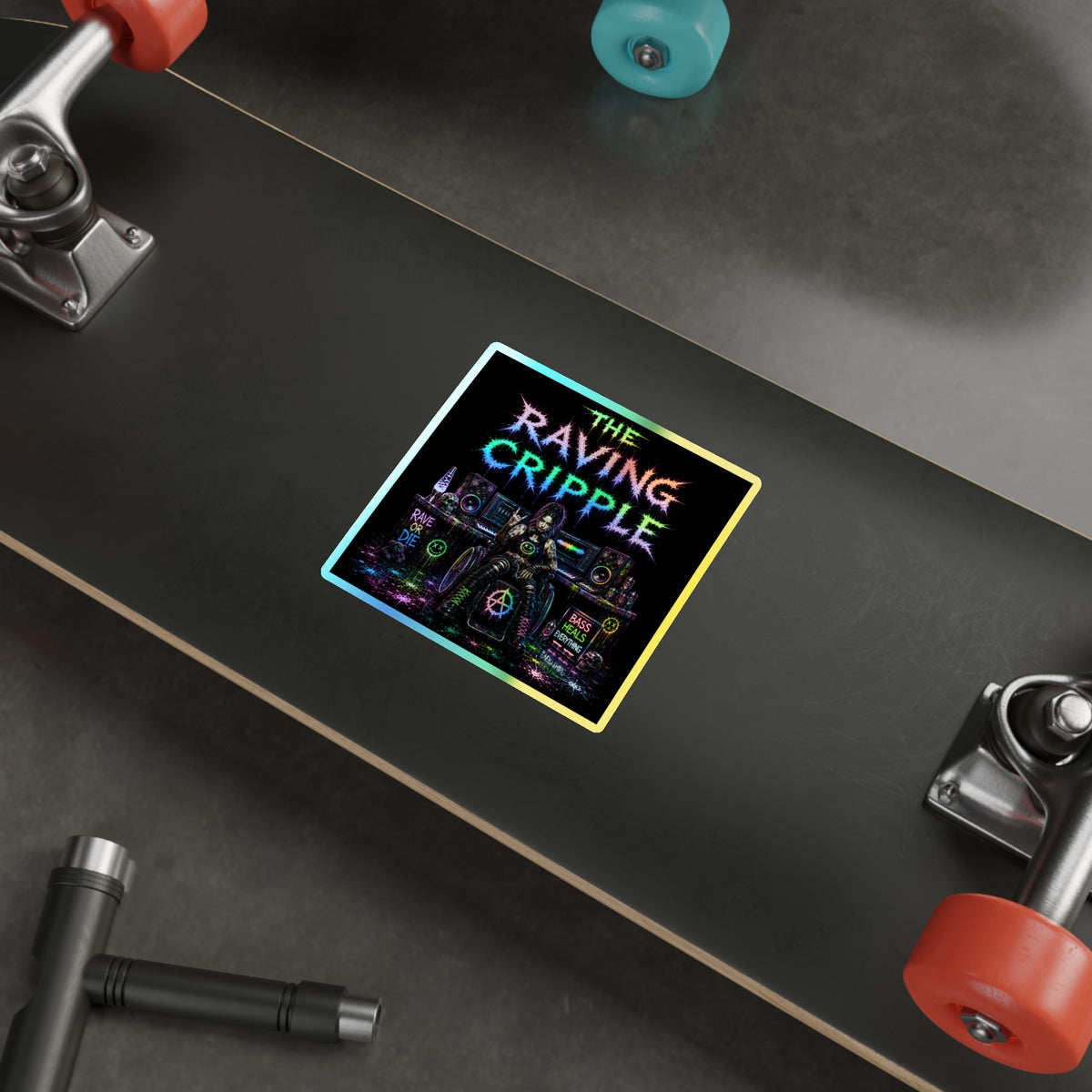 RAVING CRIPPLE // BLVCK Holographic Sticker // Insaneintheleakingbrain Edition