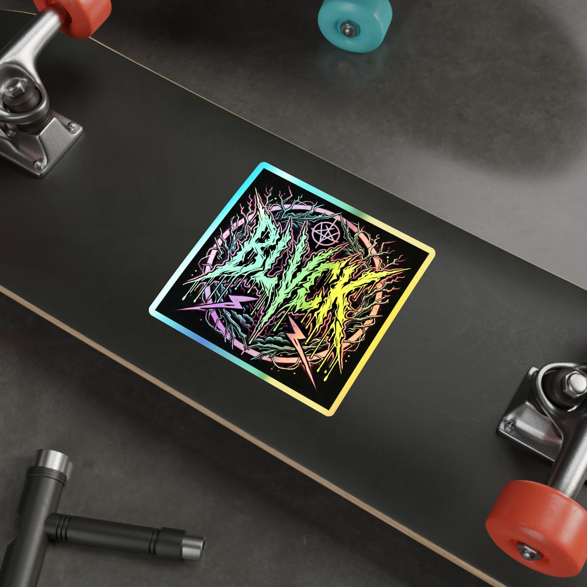 BLVCK Sigil // Holographic Sticker // Neon Inferno
