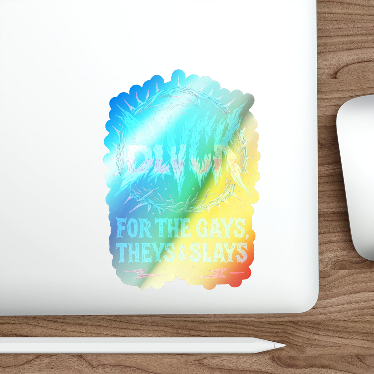 BLVCK Sigil // Holographic Sticker // Trans Pride Thorn Halo Variant