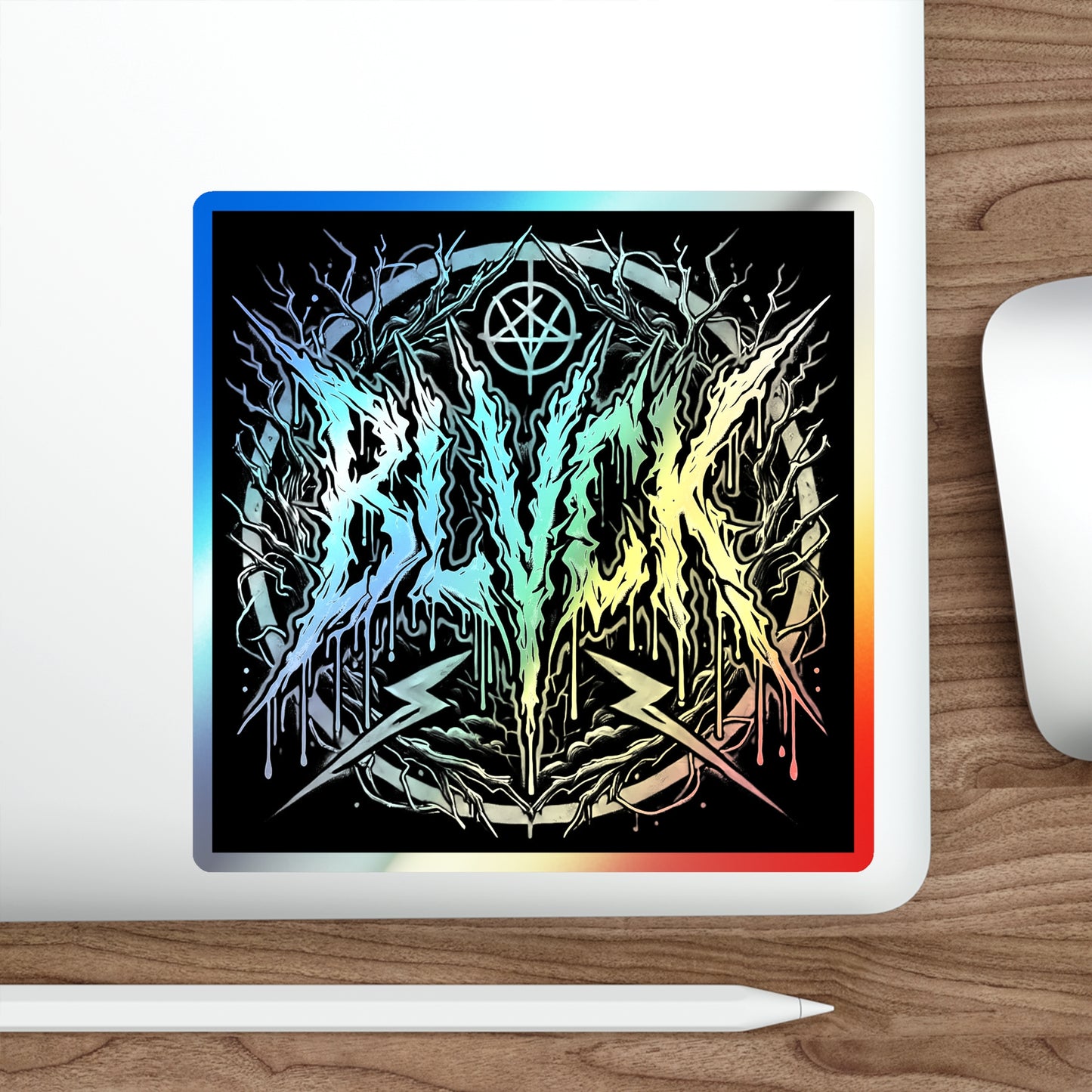 BLVCK Sigil // Holographic Sticker // Monochrome Edition