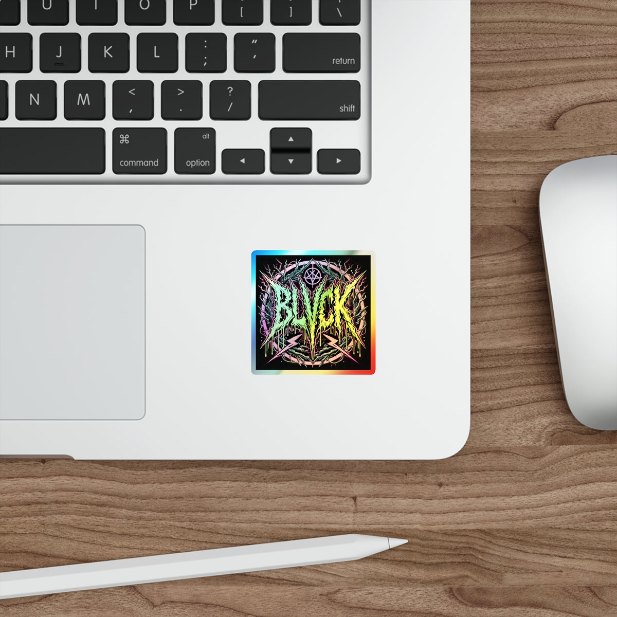 BLVCK Sigil // Holographic Sticker // Neon Inferno