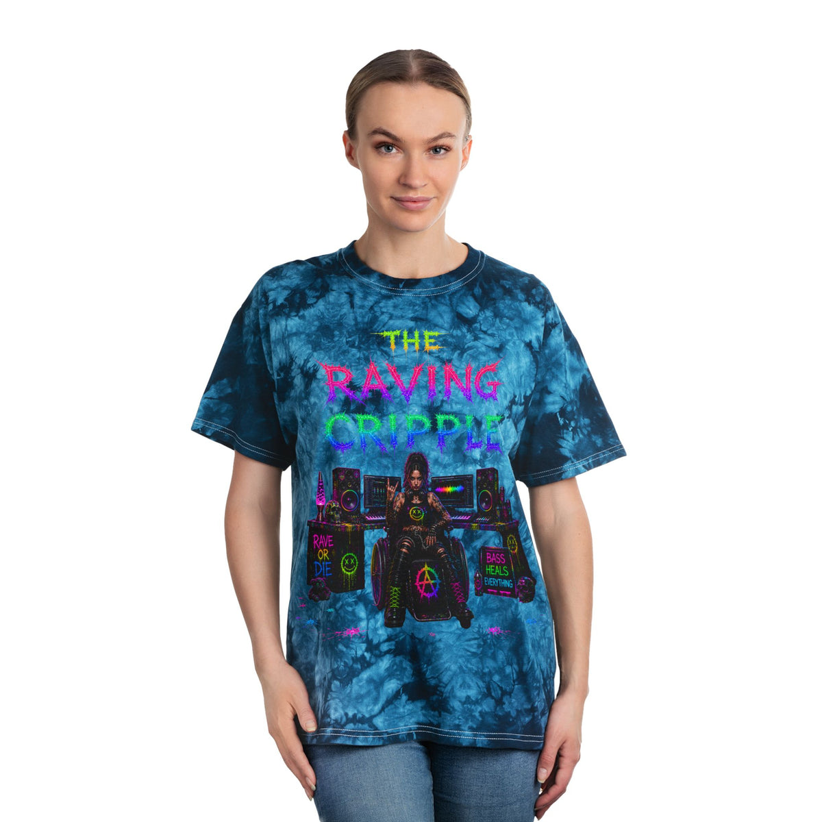 The Raving Cripple – BLVCK Crystal Tie-Dye Tee - Insaneintheleakingbrain Edition