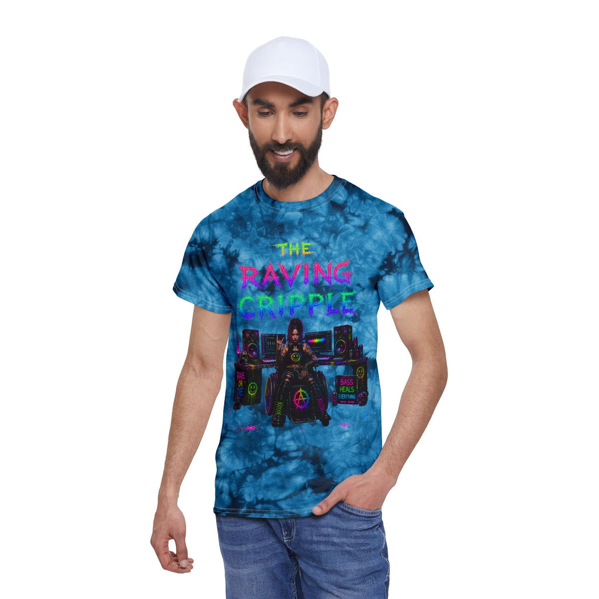 The Raving Cripple – BLVCK Crystal Tie-Dye Tee - Insaneintheleakingbrain Edition