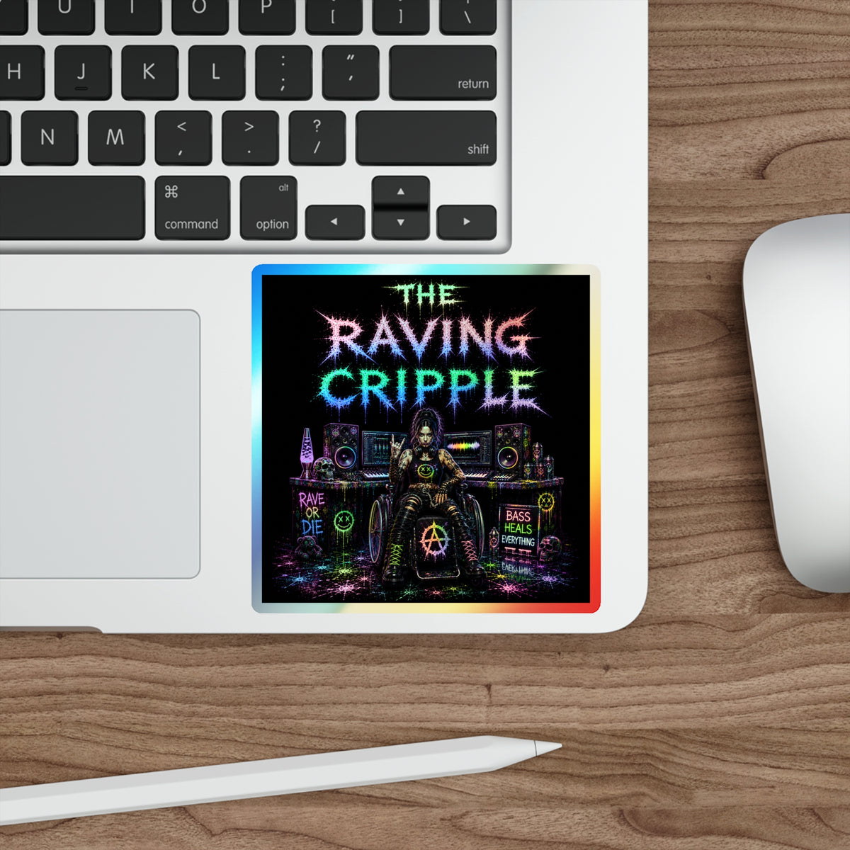 RAVING CRIPPLE // BLVCK Holographic Sticker // Insaneintheleakingbrain Edition