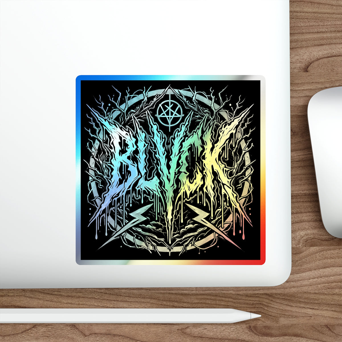 BLVCK Sigil // Holographic Sticker // Monochrome Edition