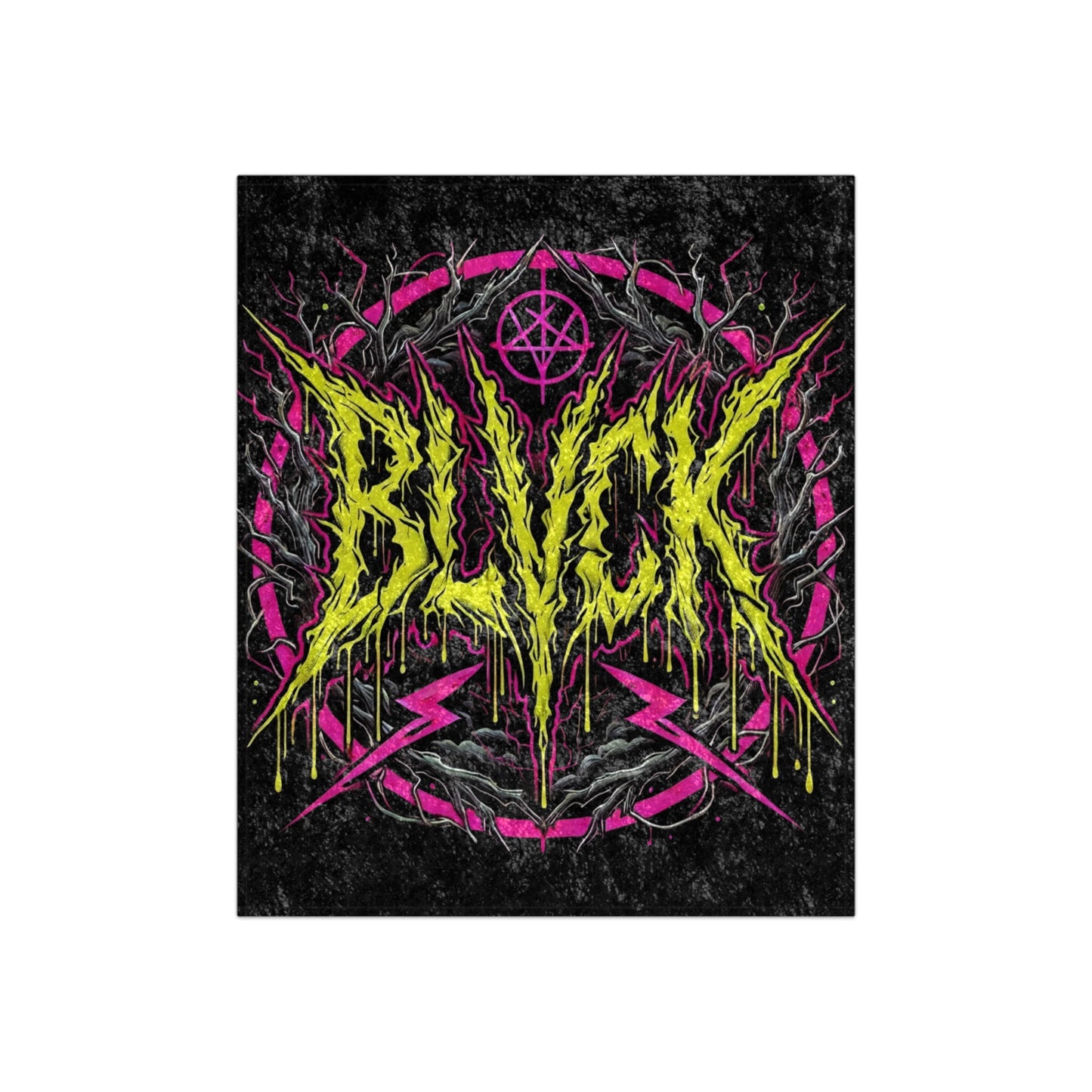 BLVCK // Neon Sigil // Premium Crushed Velvet Blanket