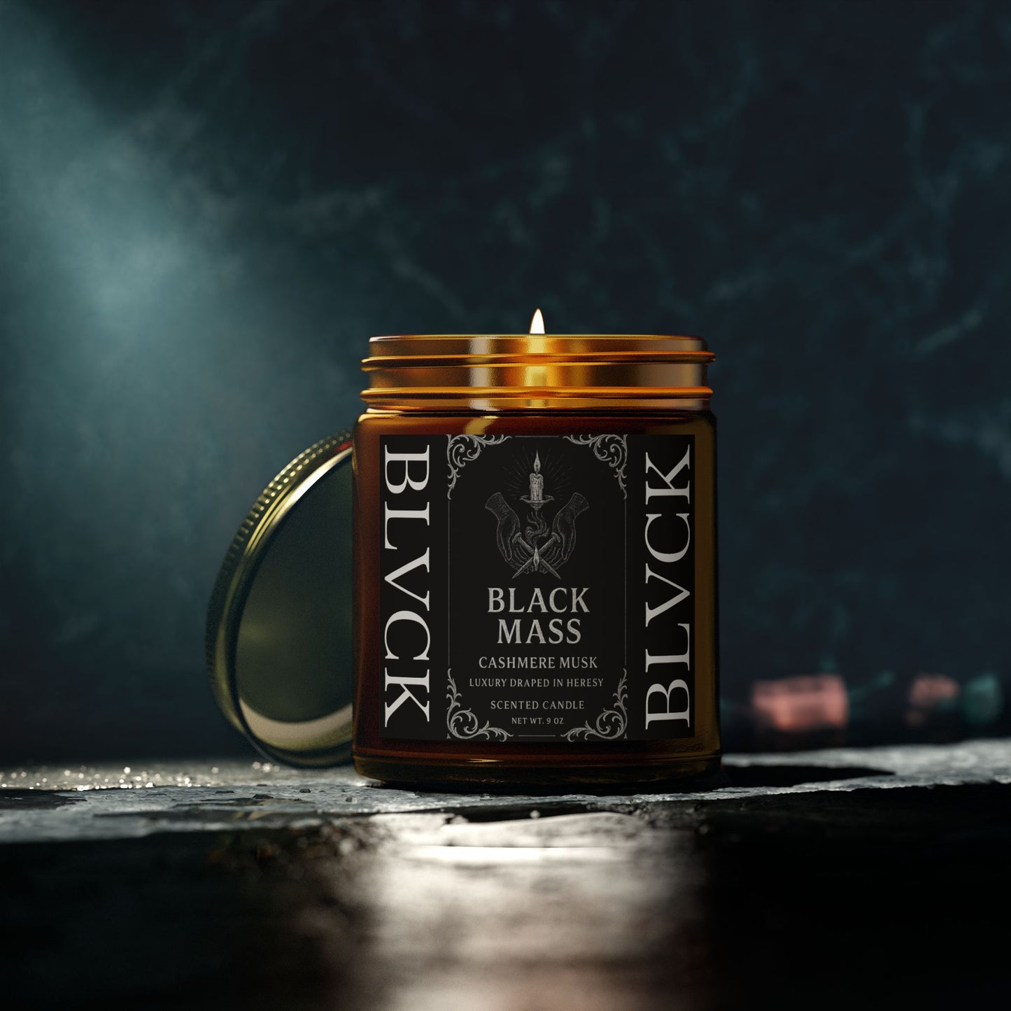Black Mass // Cashmere Musk Scented Coconut Apricot Wax Candle