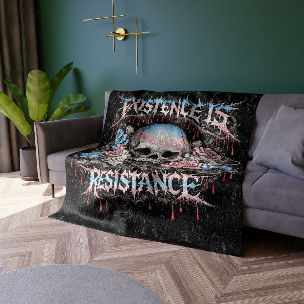 BLVCK // Existence Is Resistance // Premium Crushed Velvet Blanket
