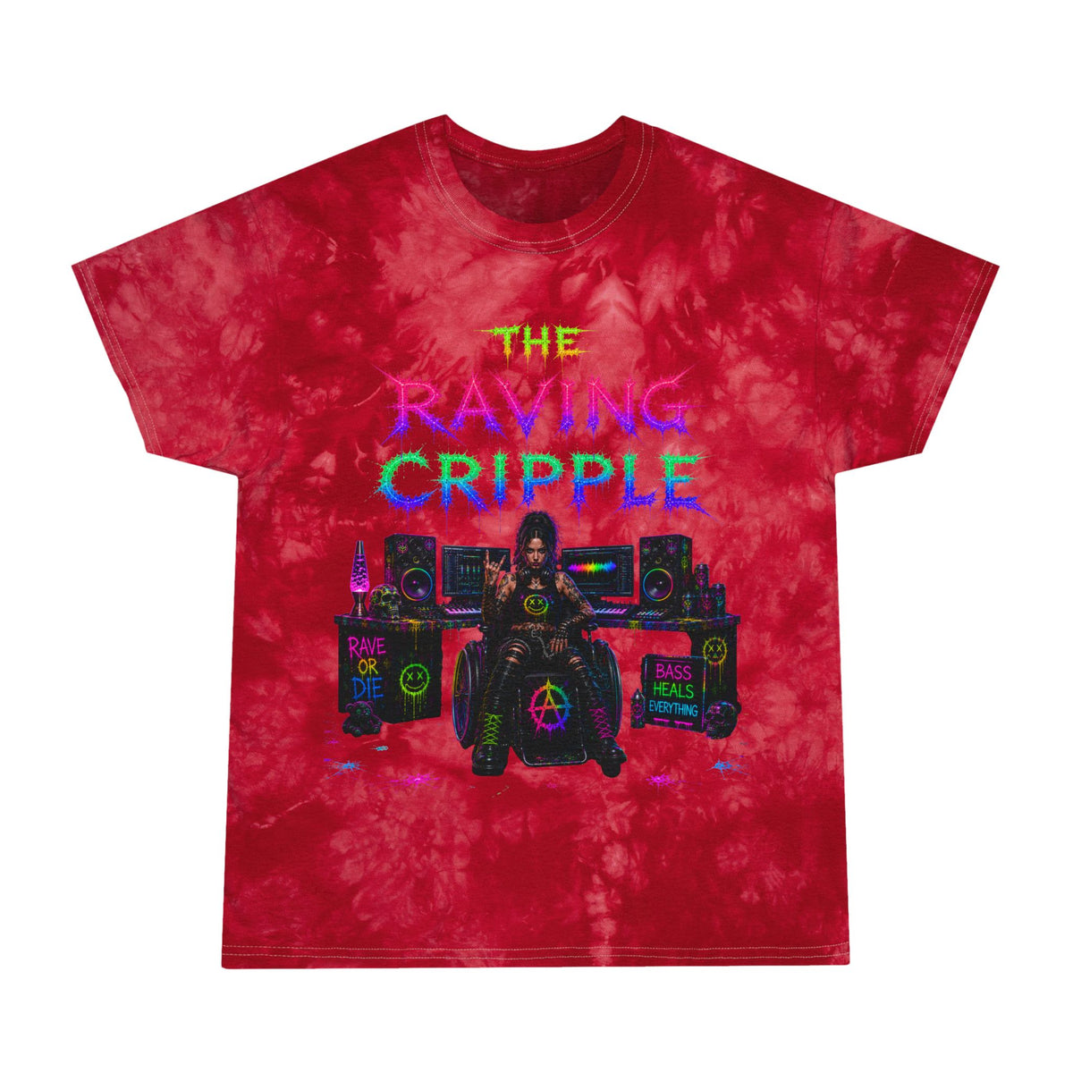 The Raving Cripple – BLVCK Crystal Tie-Dye Tee - Insaneintheleakingbrain Edition