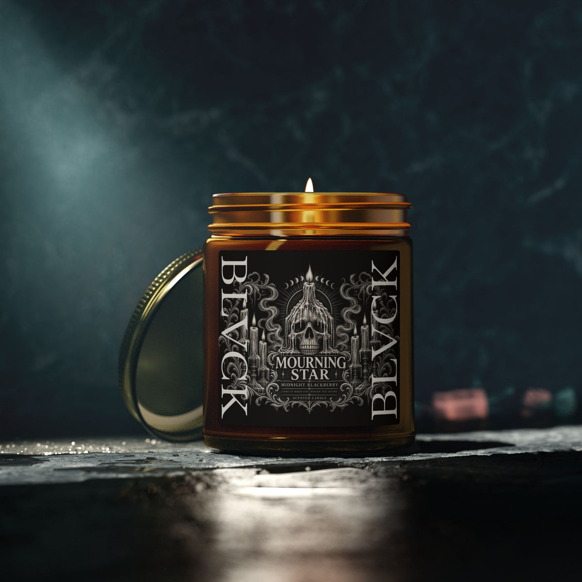 Mourning Star // Midnight Blackberry Scented Coconut Apricot Wax Candle