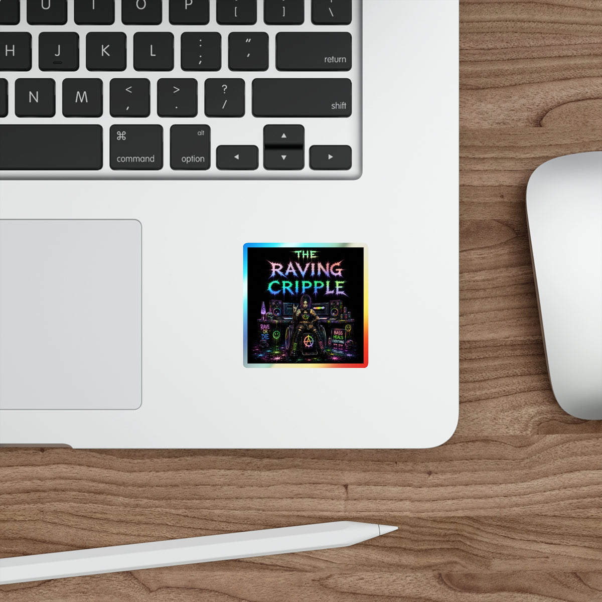 RAVING CRIPPLE // BLVCK Holographic Sticker // Insaneintheleakingbrain Edition