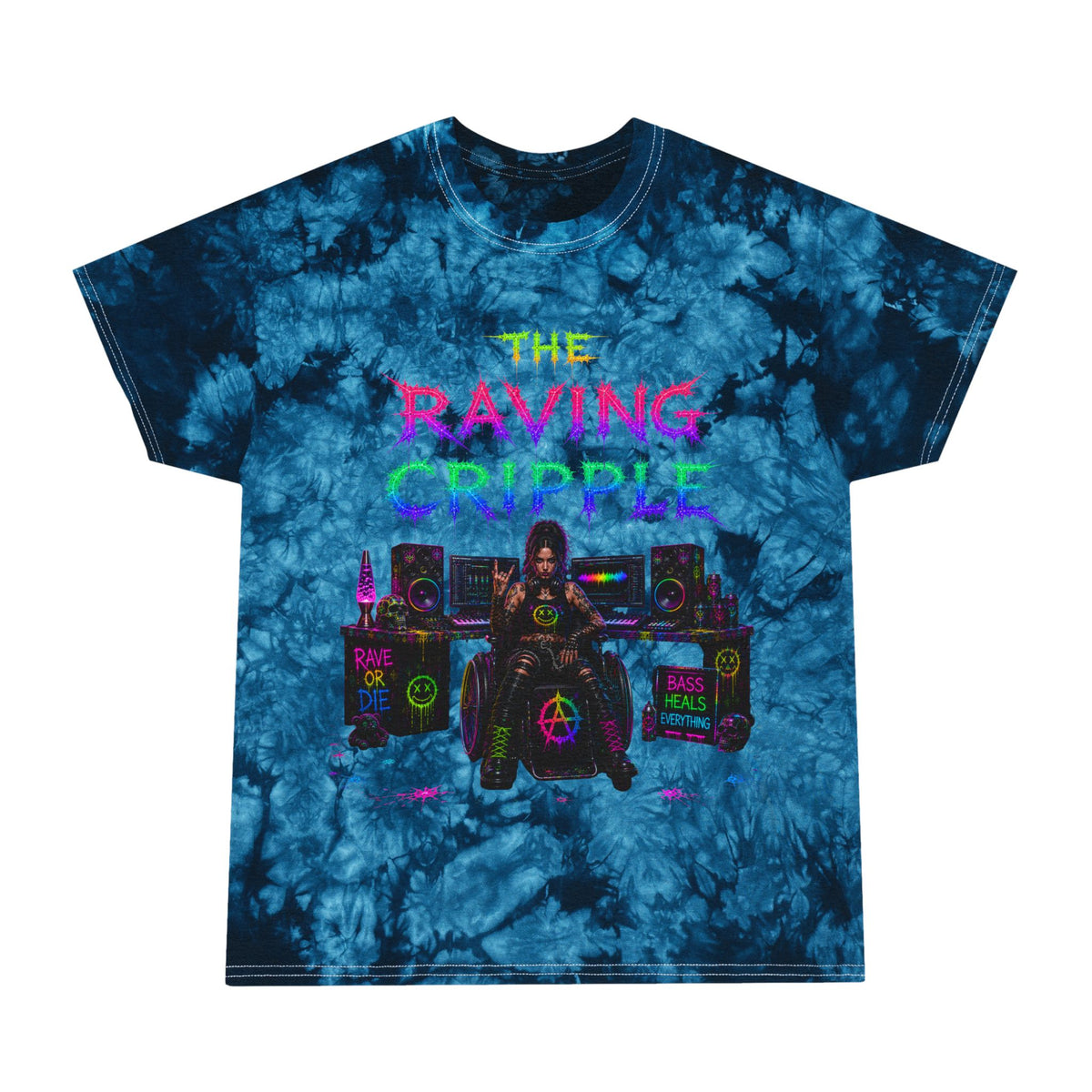 The Raving Cripple – BLVCK Crystal Tie-Dye Tee - Insaneintheleakingbrain Edition