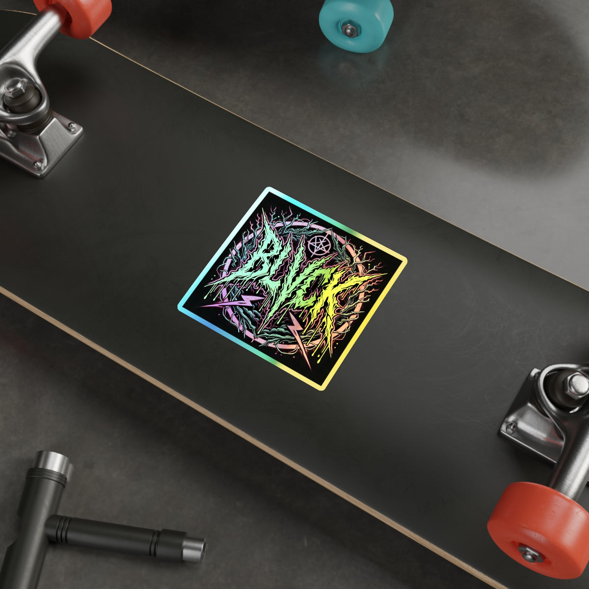 BLVCK Sigil // Holographic Sticker // Neon Inferno