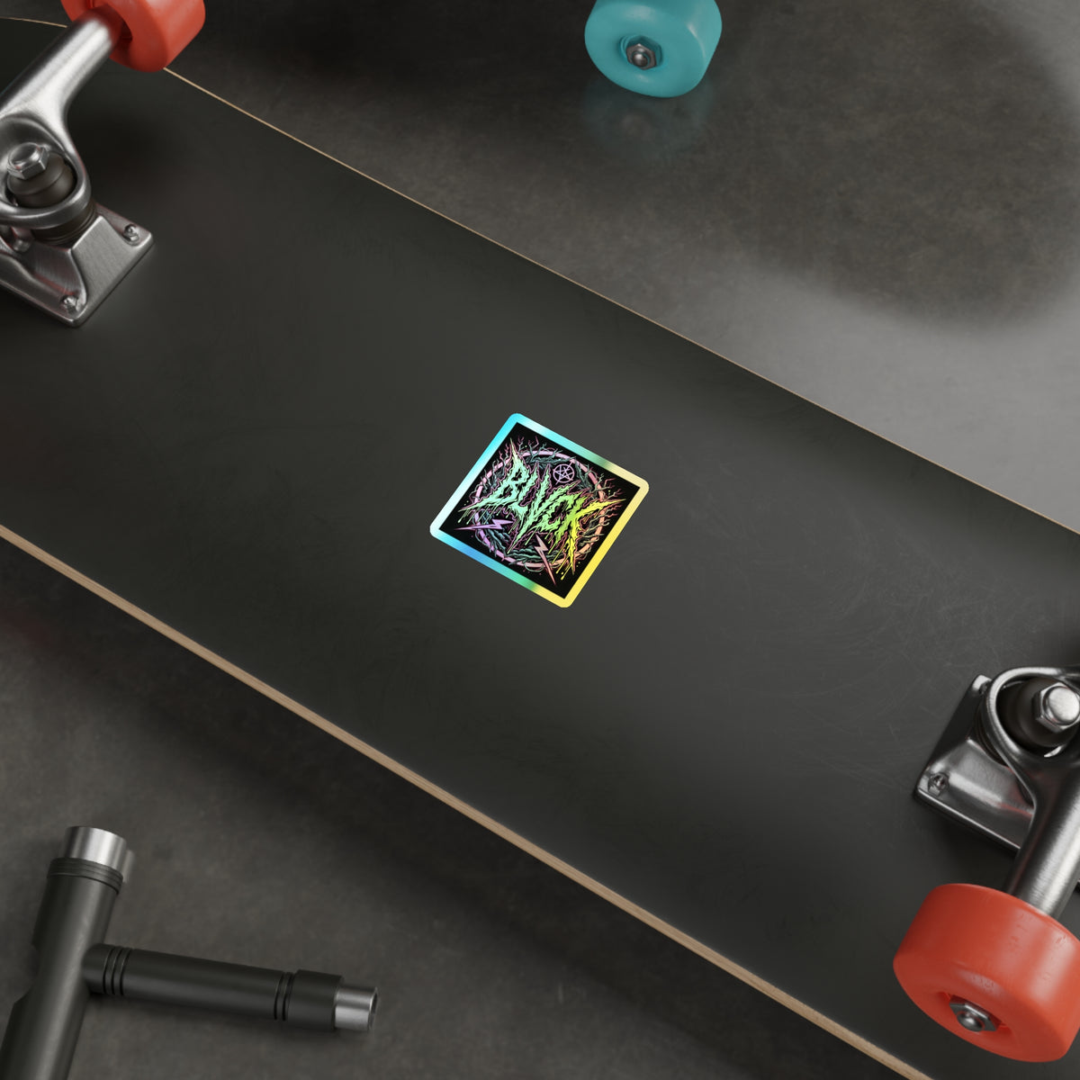 BLVCK Sigil // Holographic Sticker // Neon Inferno