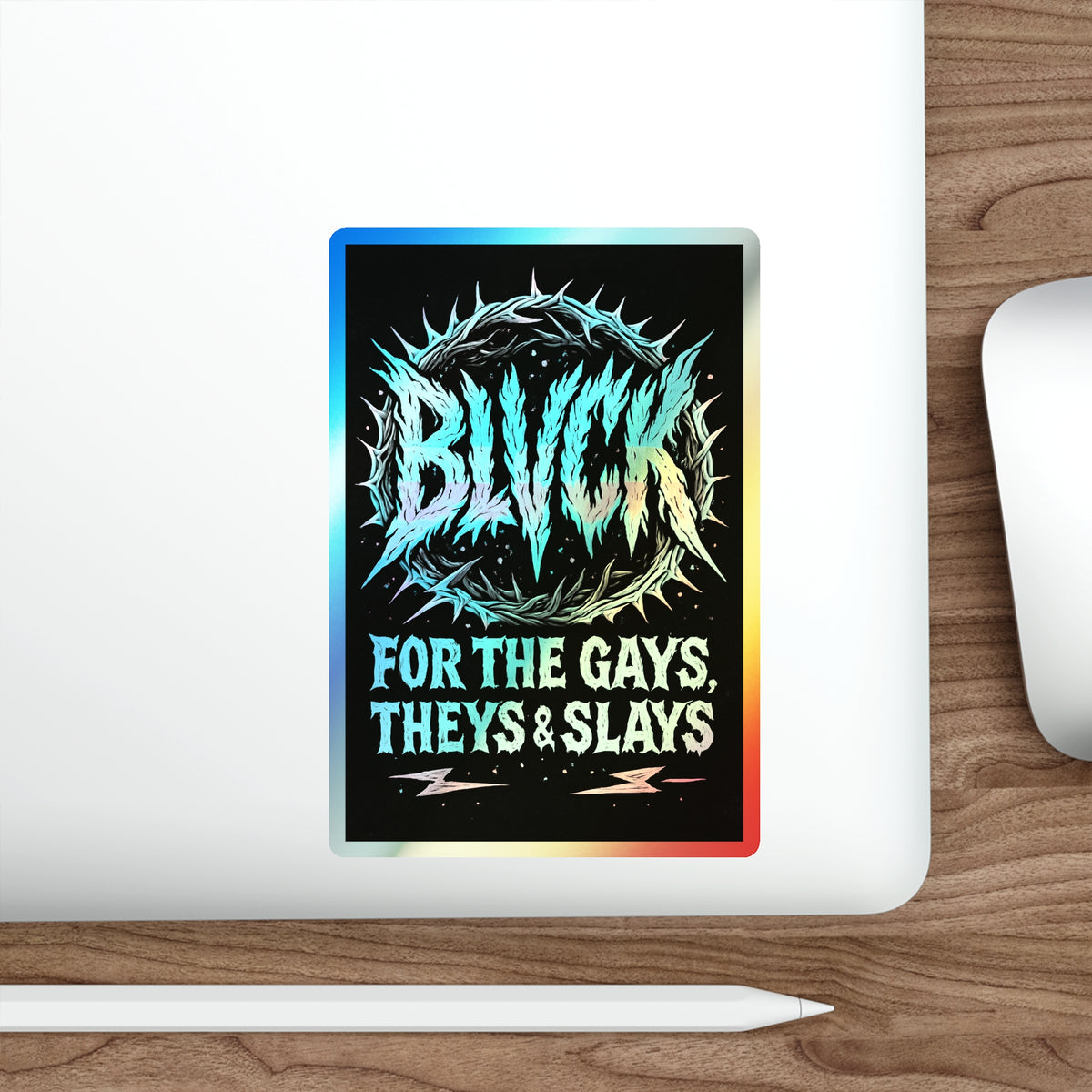 BLVCK Sigil // Holographic Sticker // Trans Pride Thorn Halo Edition