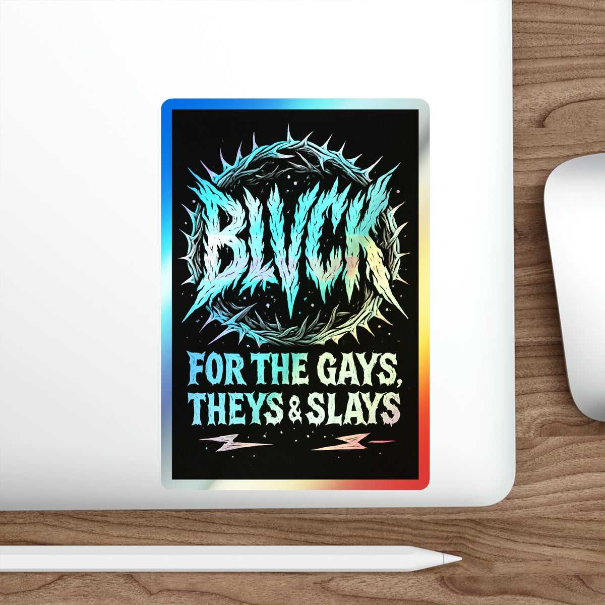 BLVCK Sigil // Holographic Sticker // Trans Pride Thorn Halo Edition