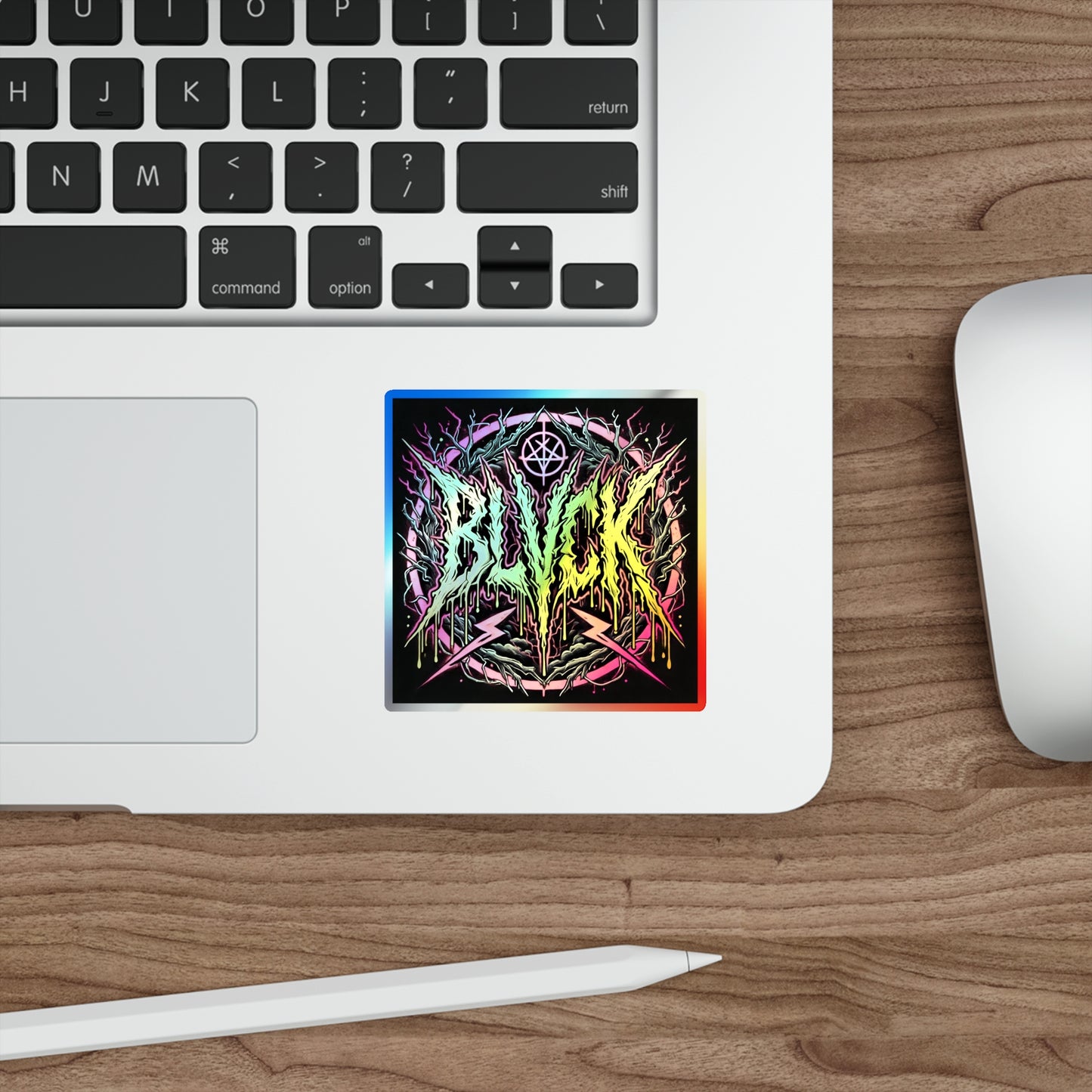 BLVCK Sigil // Holographic Sticker // Neon Inferno