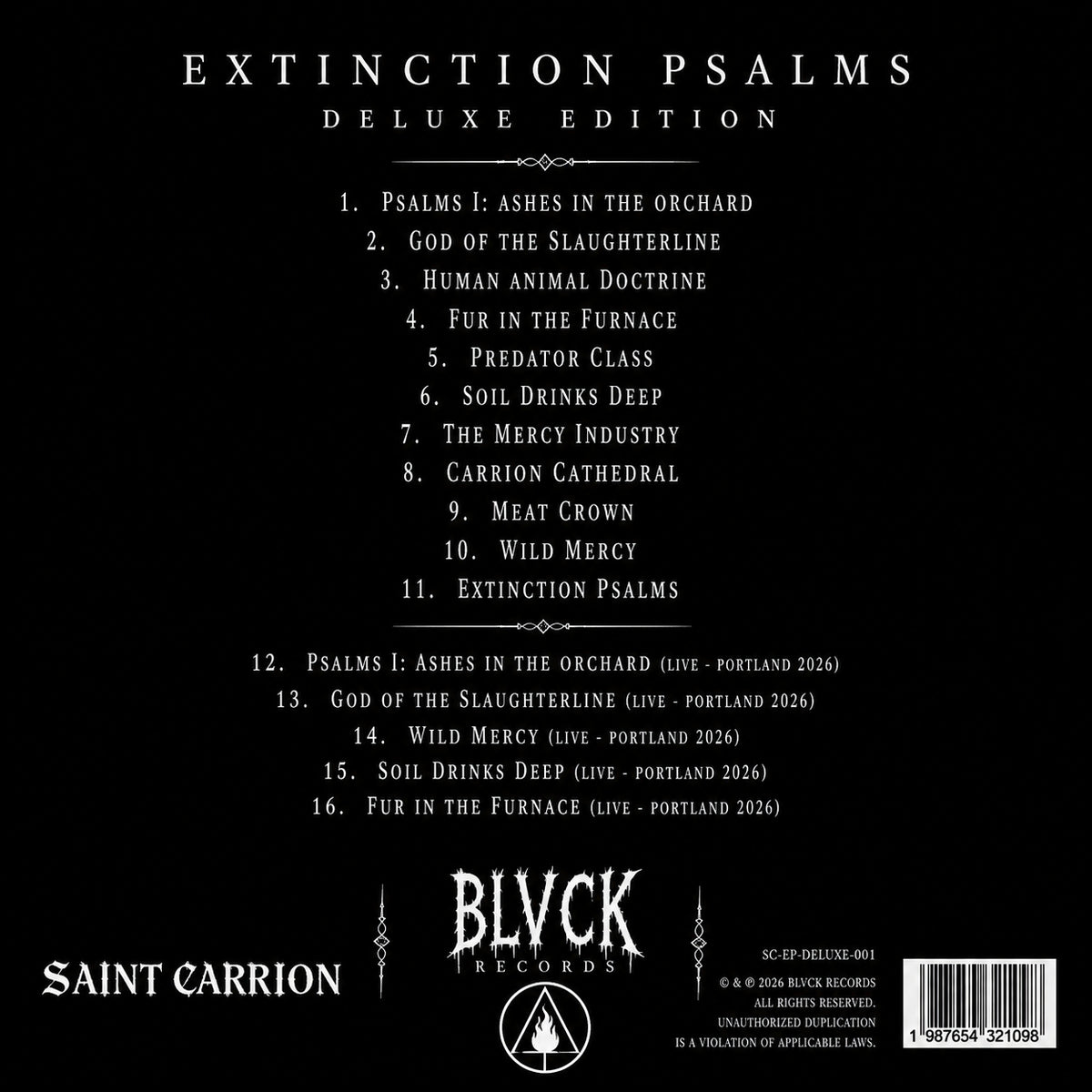 Saint Carrion - Extinction Psalms Deluxe Edition (CD)